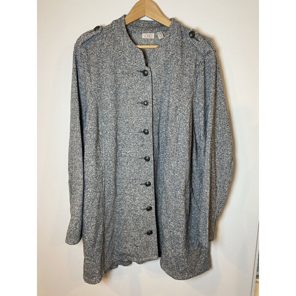 NWOT LOGO Lori Goldstein Cardigan Sweater Gray Size 2X New
